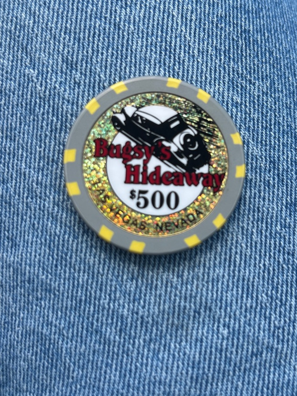 Bugsy's Hideaway $500 Casino Poker Chip - Gray & Yellow